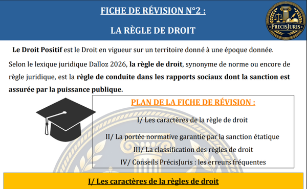 FICHE DE REVISION N°2 : LA REGLE DE DROIT