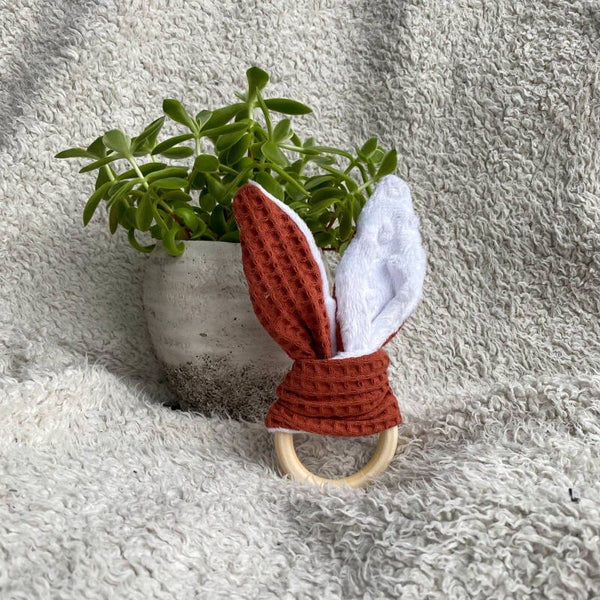 Bijtring terra met minky fleece