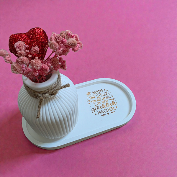 Deko Vase mit Tabelt Spruch. Für Trockenblumen  geeignet
