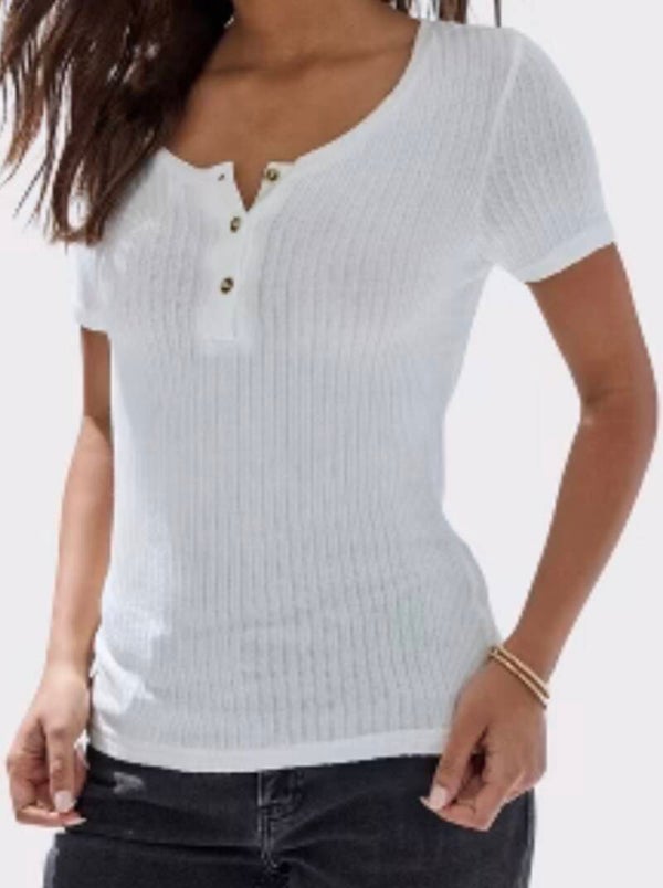 Ribbed Henley Top