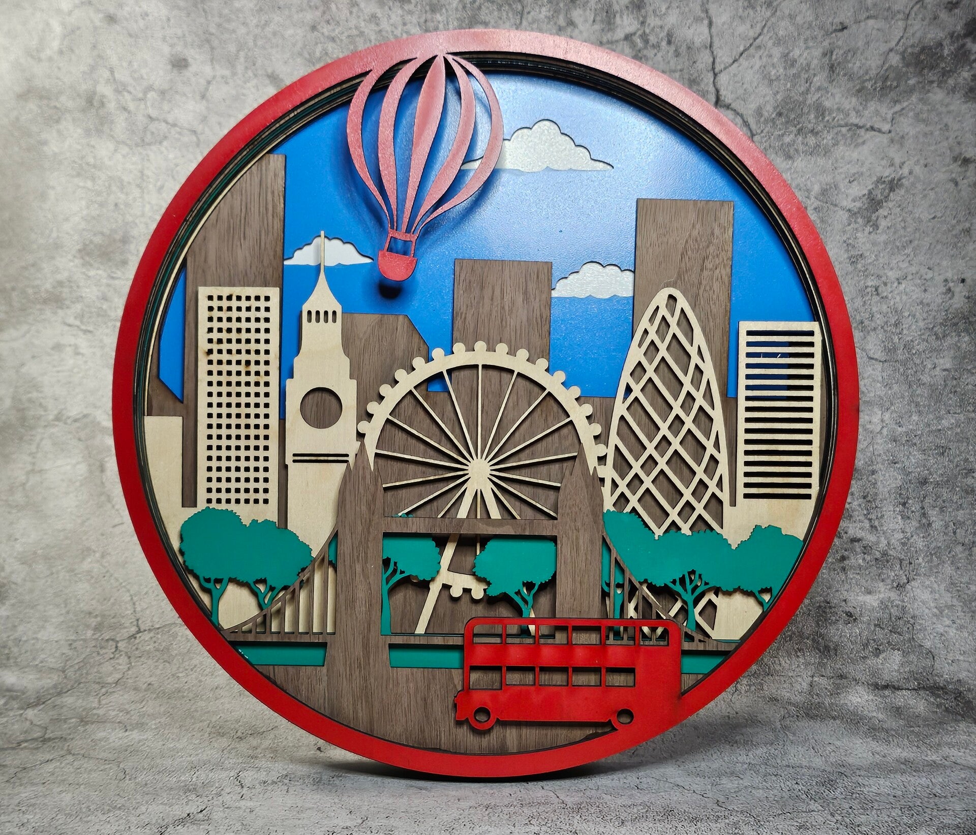 Laser cut clocks in various designs and colours