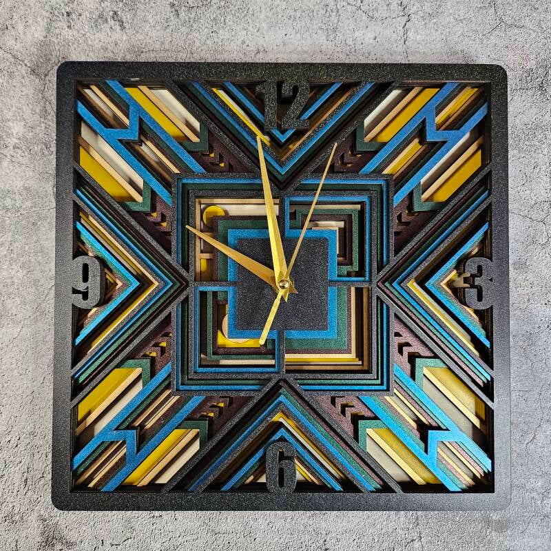 Laser cut clocks with various character designs and colours