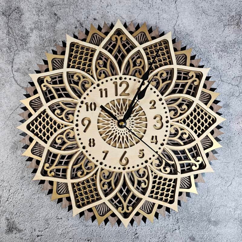 Laser cut clocks with various character designs and colours