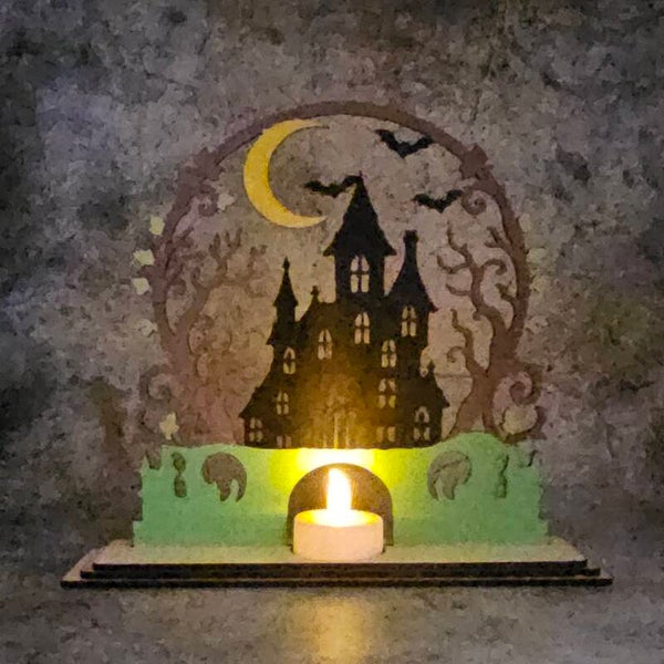 Halloween Tea Light - Haunted House
