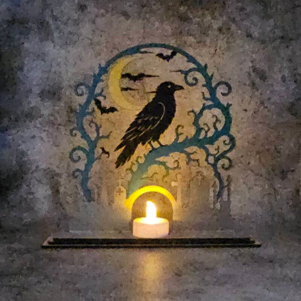 Halloween Tea Light - Raven