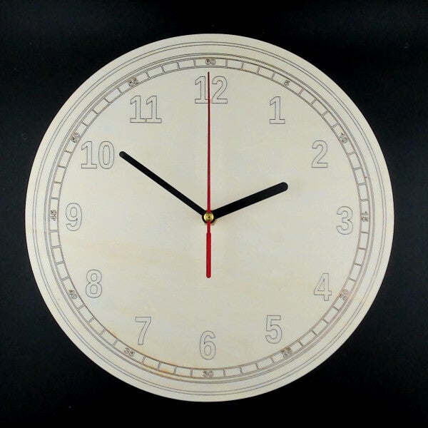 Laser cut clocks in various designs and colours