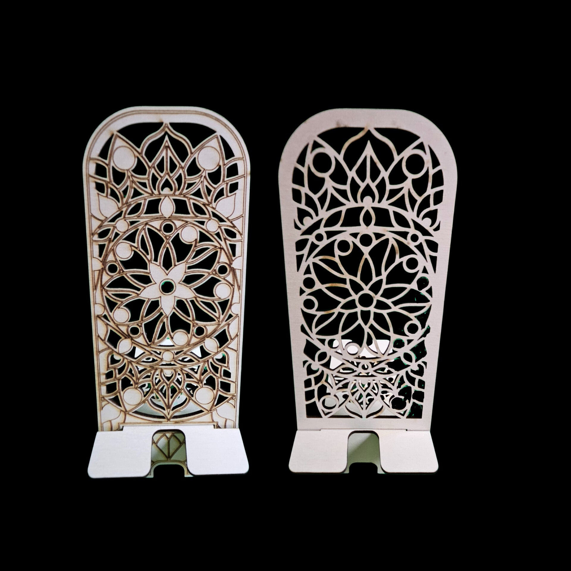 Laser cut clocks in various designs and colours