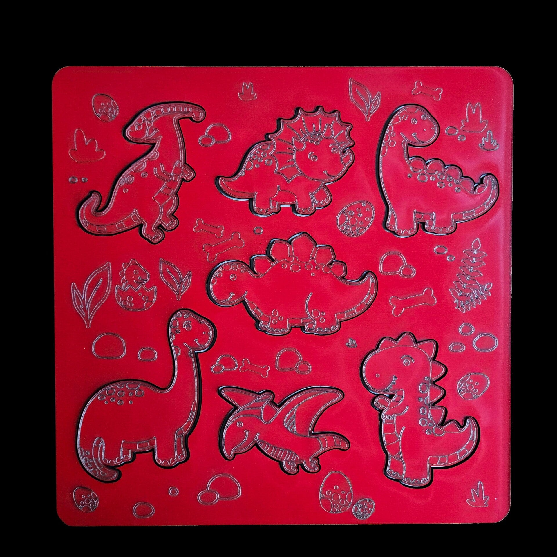 Laser cut toys, games and puzzles with various character designs and colours