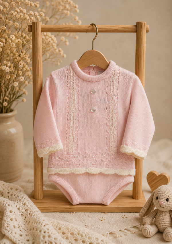 Gestricktes Baby-Set in Rosa