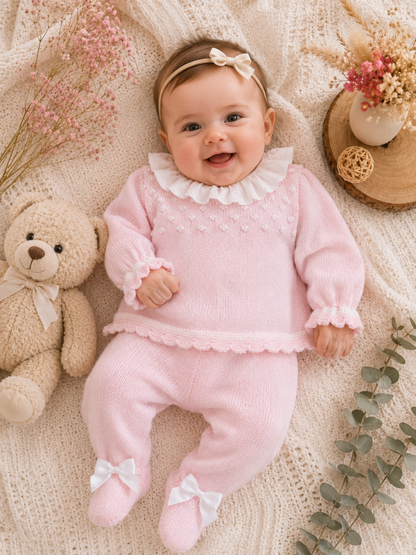 Baby-Strickset in zartem Rosa