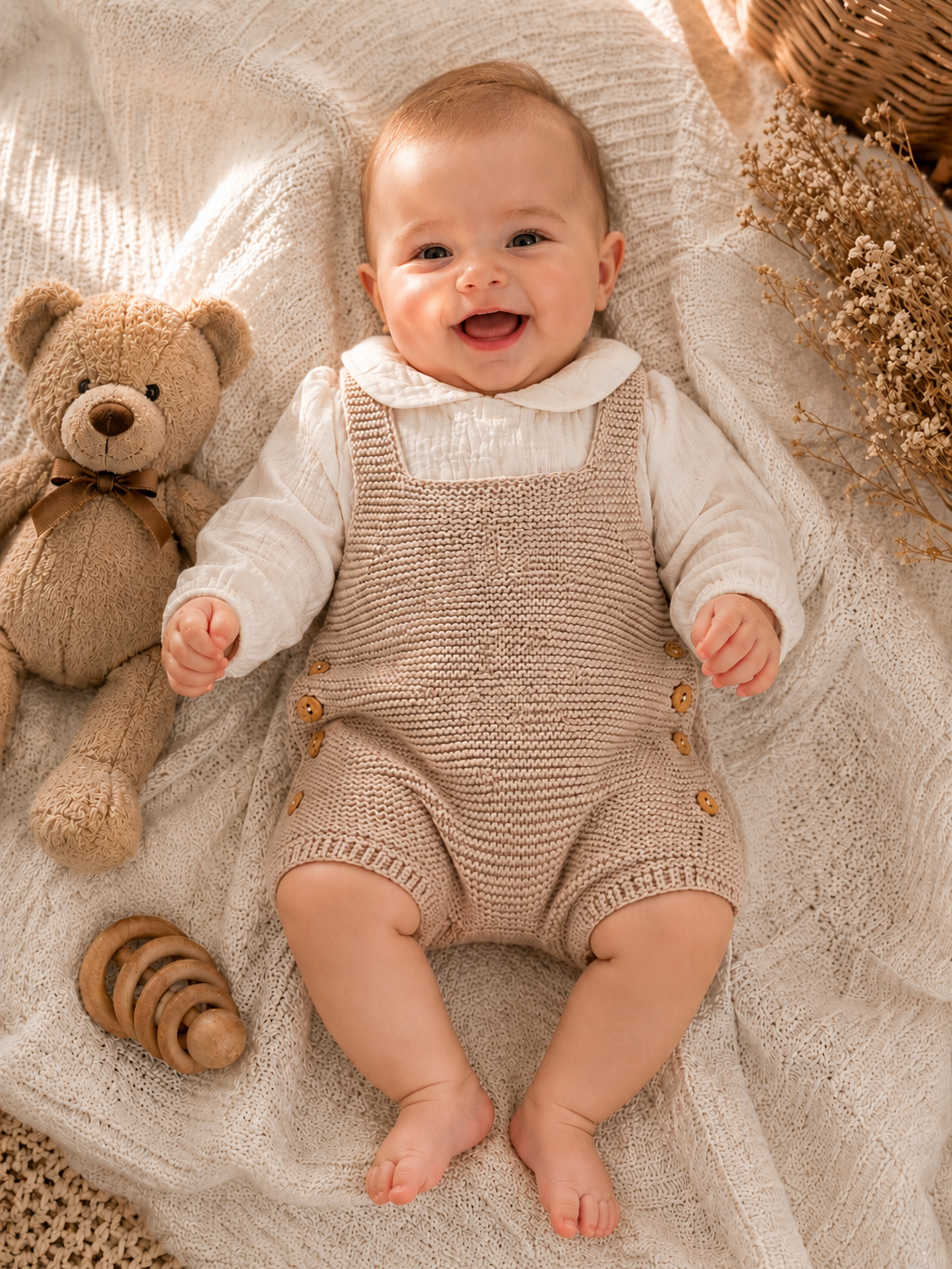Baby-Set in Strickoptik mit weißer Bluse