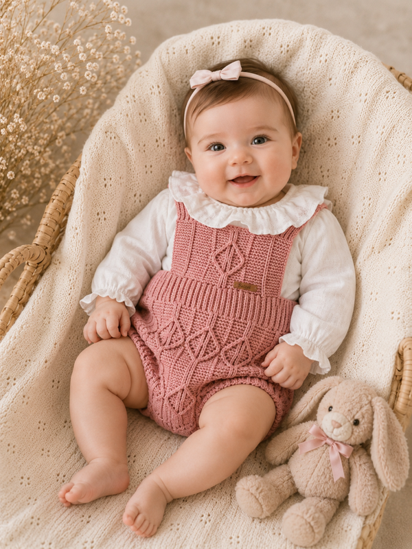 Baby Strick -Overall Rosé