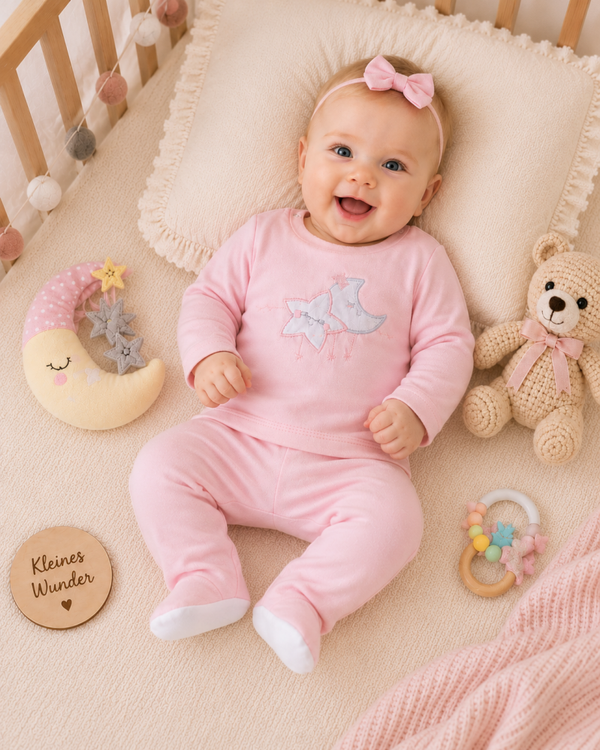Zartes Baby-Set in Rosa mit Stern & Mond Motiv