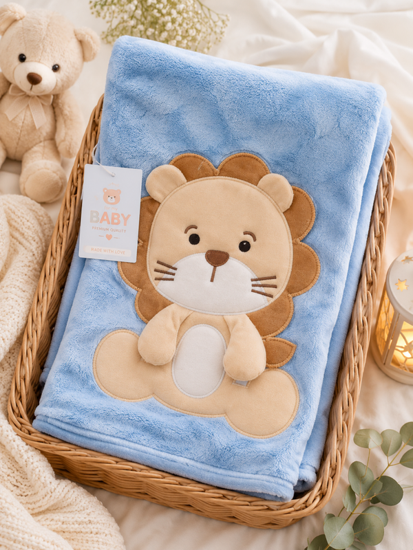 🦁 Kuschelige Babydecke mit Löwen-Applikation