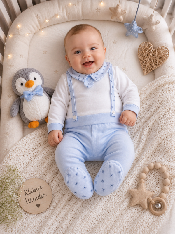 Baby 2Teiler in Hellblau- Weiß