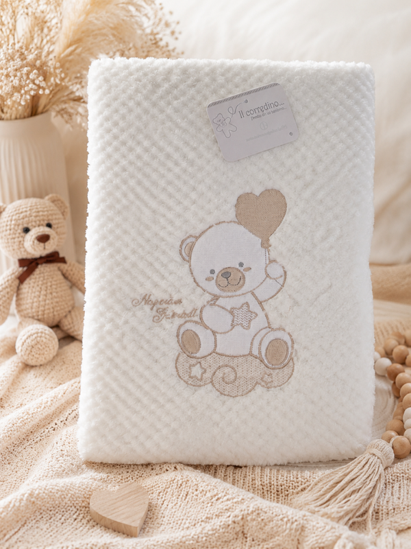 Kuschelige Babydecke mit Teddy-Motiv – Beige – Extra weich