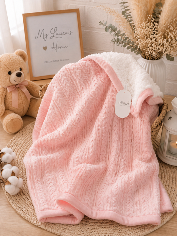 Copertina Rosa per Culla con Morbido Interno Sherpa – Eleganza e Comfort