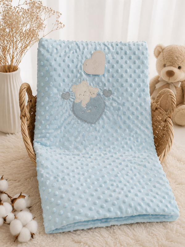 Baby -Minky Kuscheldeckemit Bärenmotiv – Weiche Babydecke für Kinderwagen, Bett