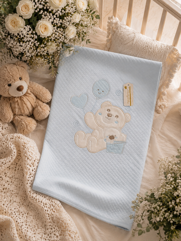 Baby- Decke in Hellblau 100% Baumwolle