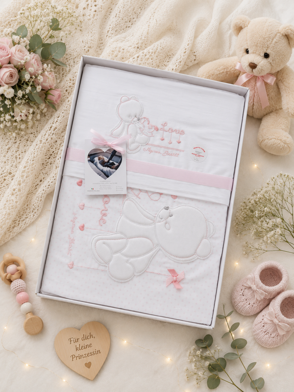 Nazzareno Gabrielli Next To Me Bettwäsche Set „Love Bear“ Rosa – 3-teilig | Made in Italy