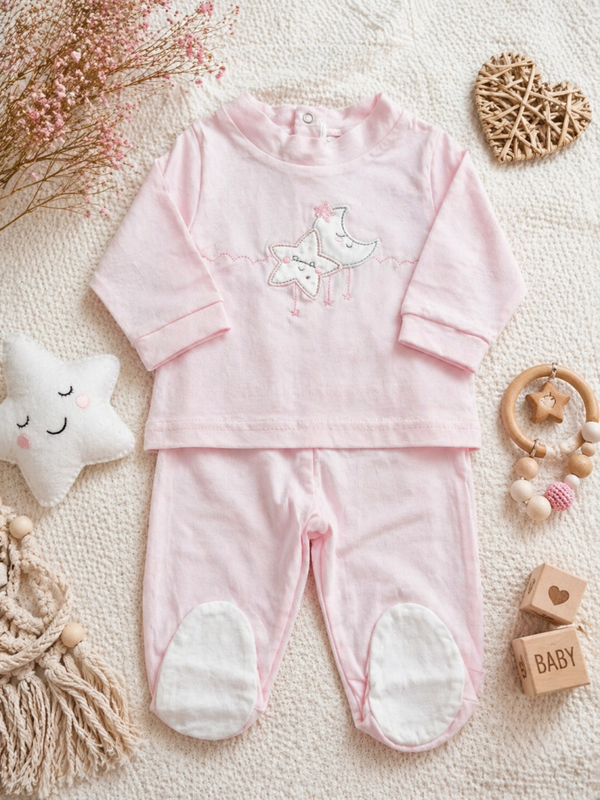 Zartes Baby-Set in Rosa mit Stern & Mond Motiv