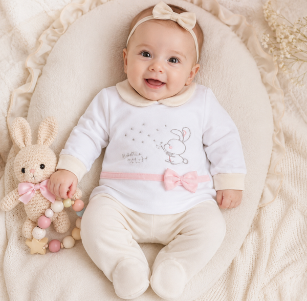 Baby 2Teiler mit Häschen-Stickerei