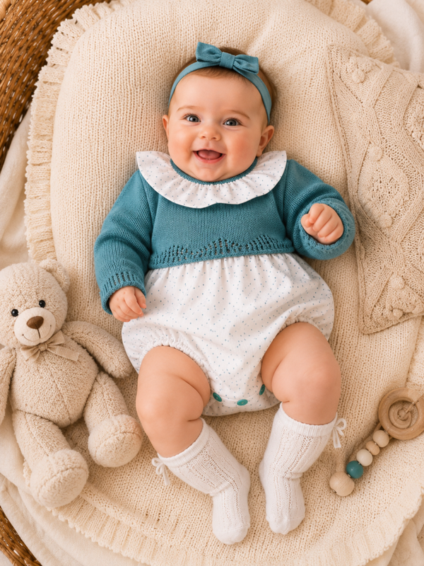 Baby-Strampler mit Strickoberteil