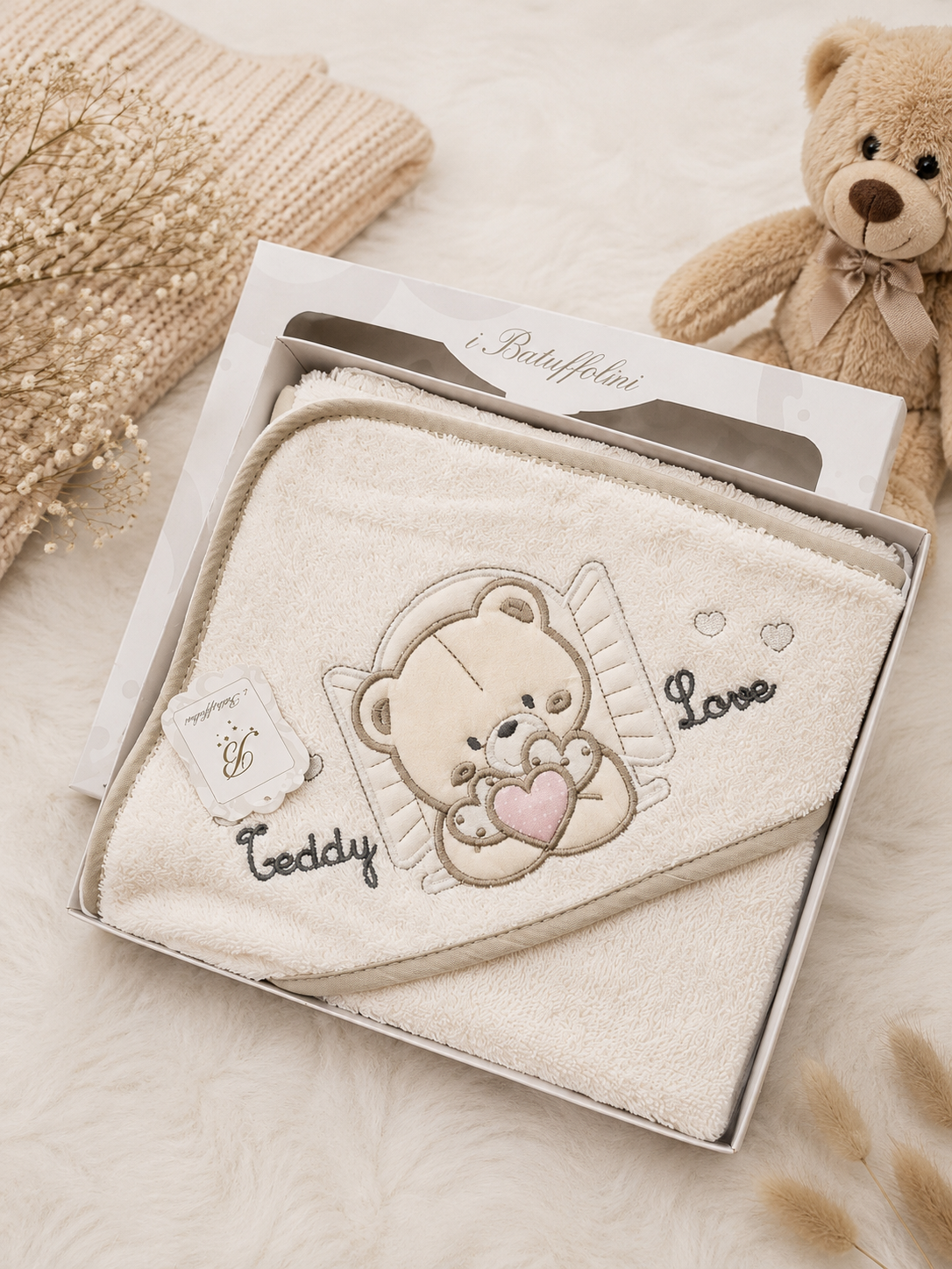 Baby-Kapuzenbadetuch Weiß