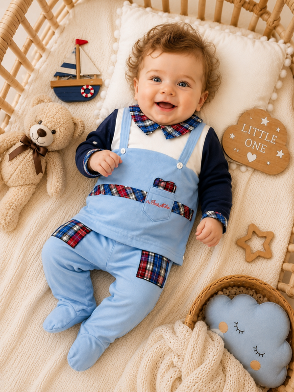 Baby Jungen 2-teiliges Set Hellblau kariert