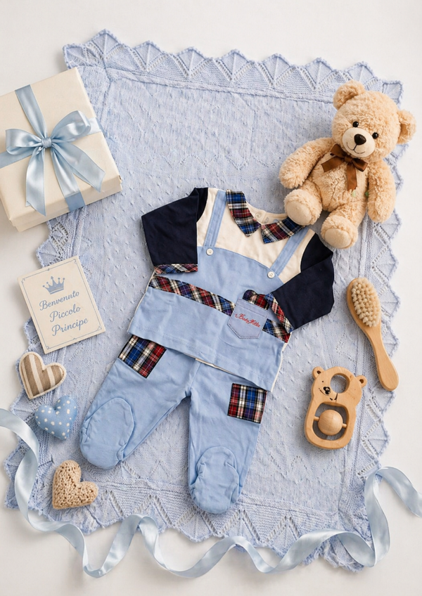 Baby Geschenkset - Decke&Eleganter 2 teiler in Blau