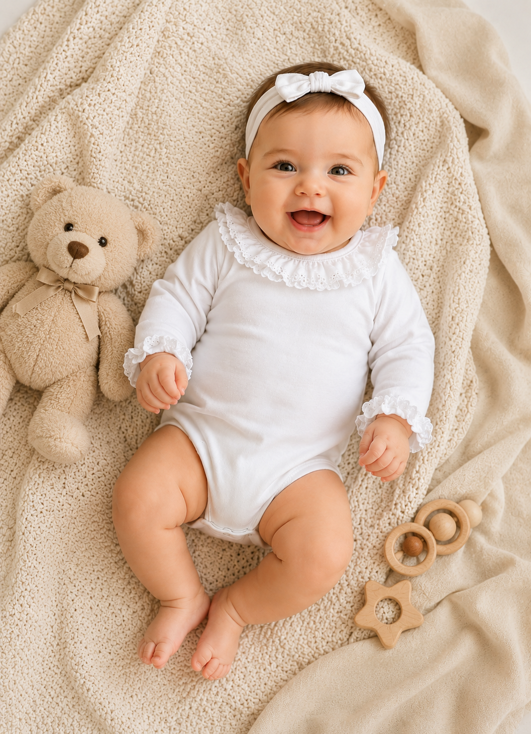 Eleganter Baby-Body mit Spitzenkragen – Langarm