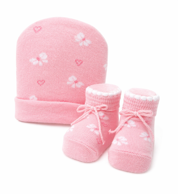 Baby Mütze & Söckchen Set in Rosa