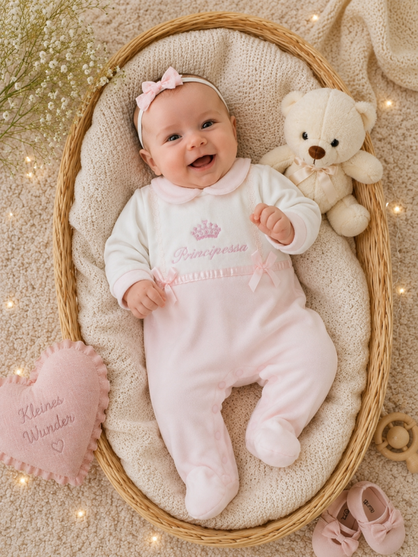 Chenille Baby-Strampler „Principessa“
