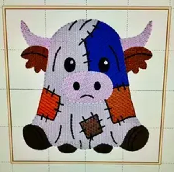 Patchwork Cow Embroidery Design,