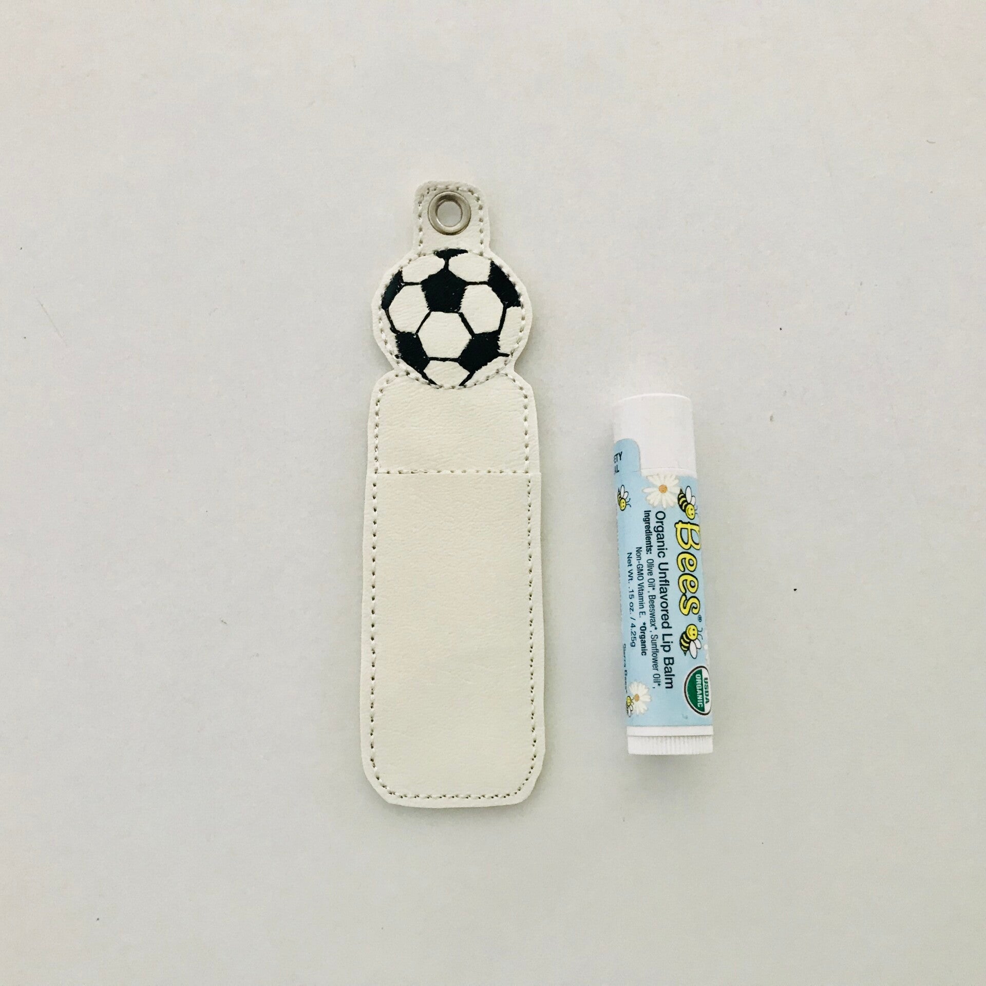 Soccer Ball Lip Balm Holder Embroidery Design