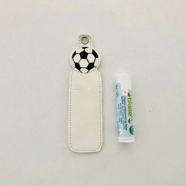 Soccer Ball Lip Balm Holder Embroidery Design