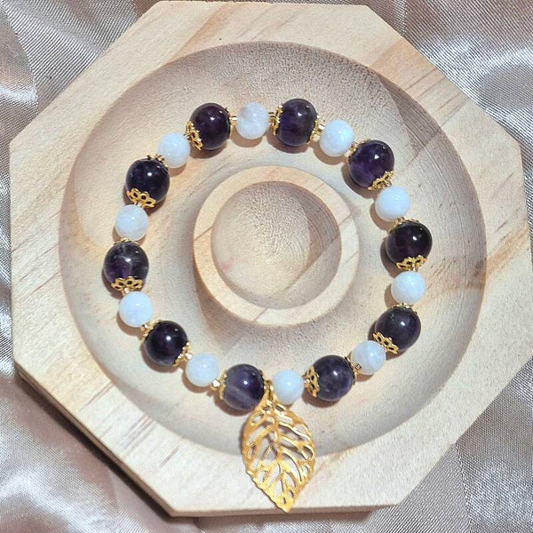 Bracelet en améthyste et pierre de lune