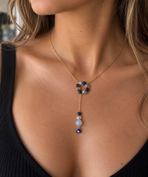 Collier labradorite et lapis-lazuli