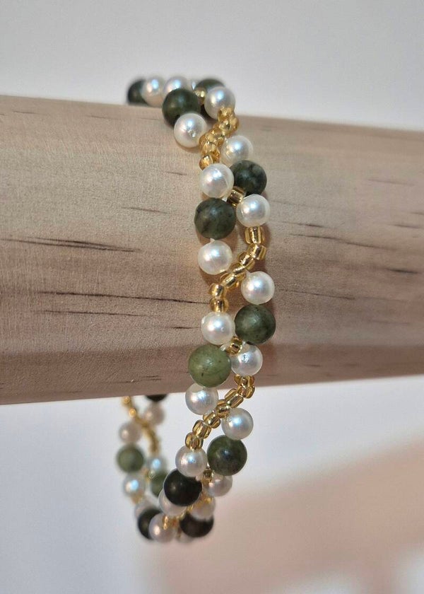 Bracelet avec pierres de jade vert