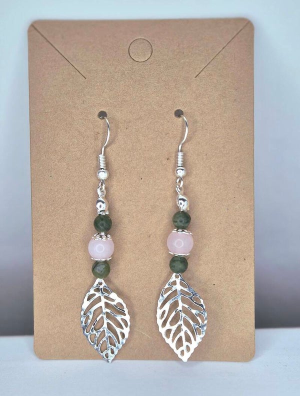 Boucles d'oreilles en quartz et jade vert