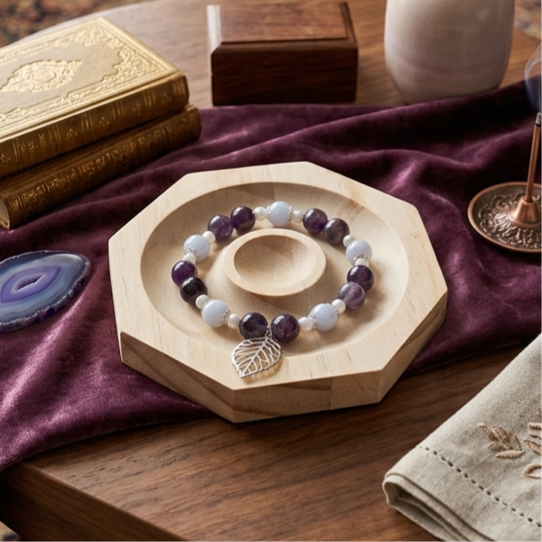 Bracelet en amethyste et aigue marine