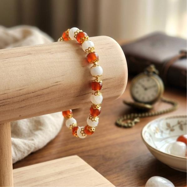 Bracelet cornaline et pierre de lune
