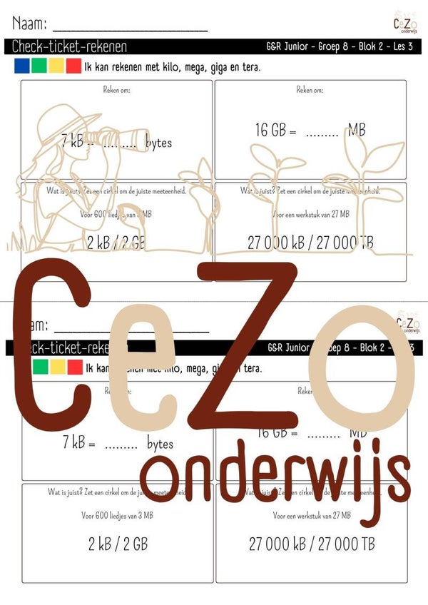 Check-ticket - Groep 8 - G&R Junior - Blok 2