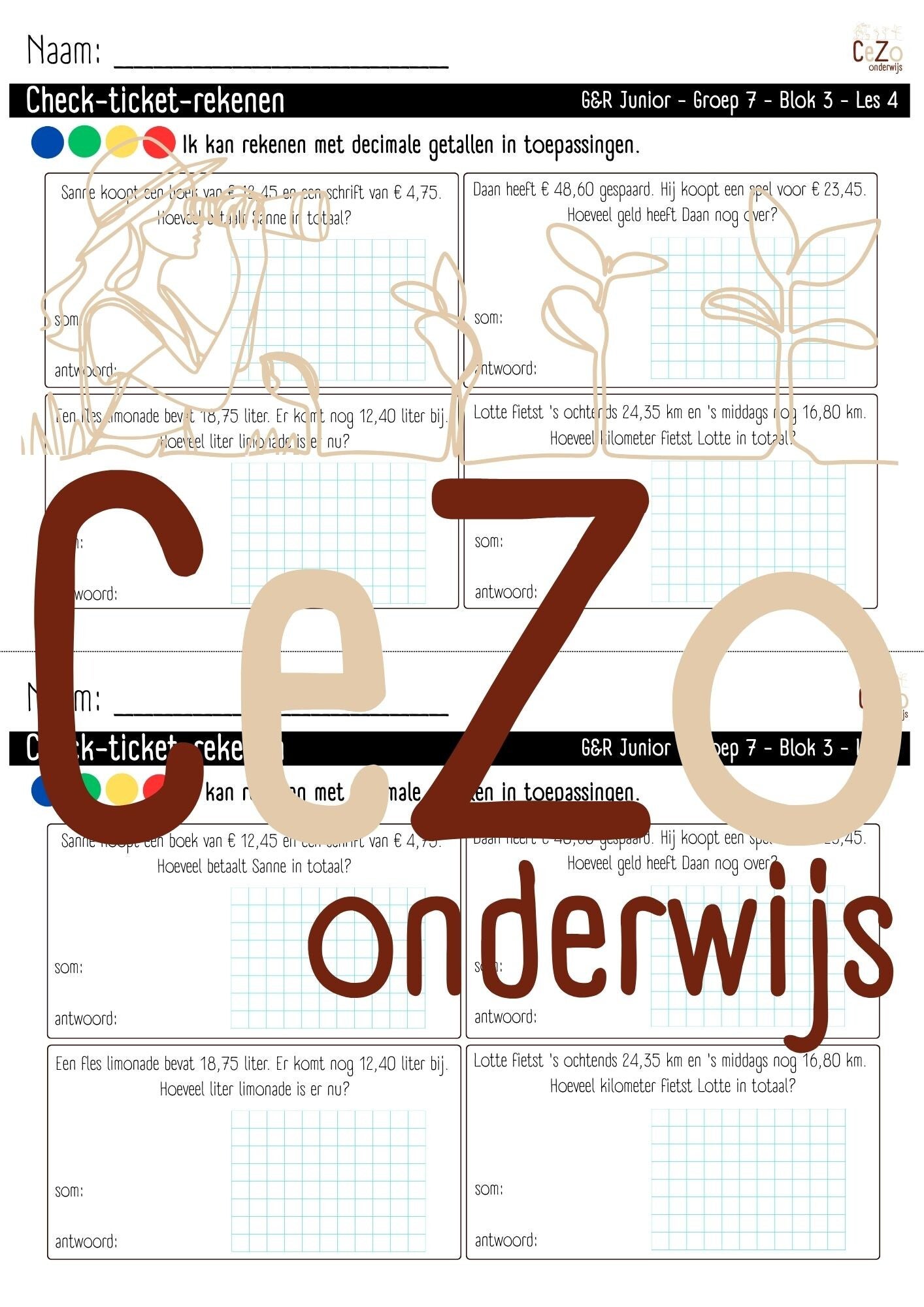 Check-ticket - Groep 7 - G&R Junior - Blok 3