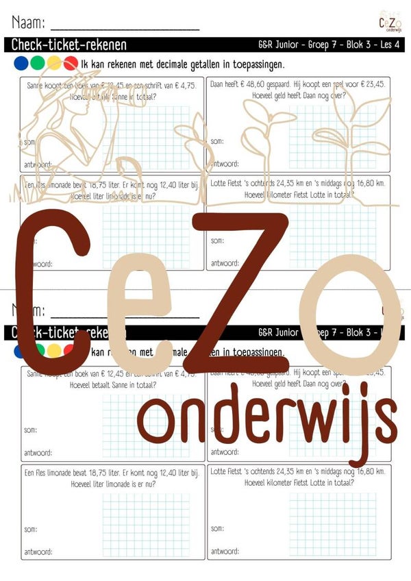 Check-ticket - Groep 7 - G&R Junior - Blok 3