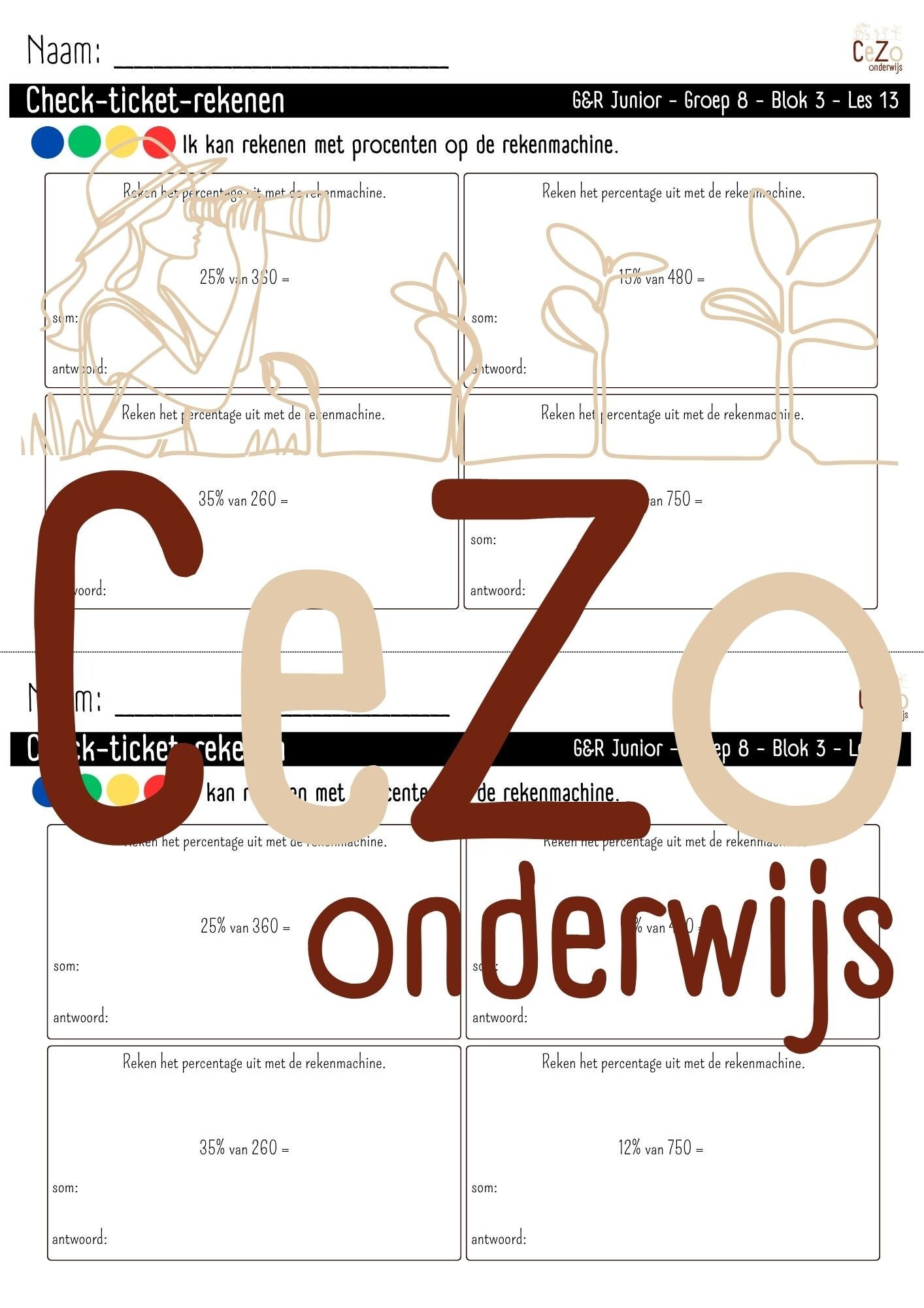 Check-ticket - Groep 8 - G&R Junior - Blok 3