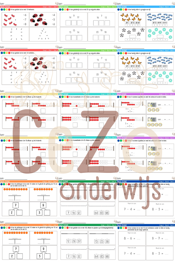 Bundel Check-tickets - Groep 3 - WIG5 - Blok 1 t/m 9