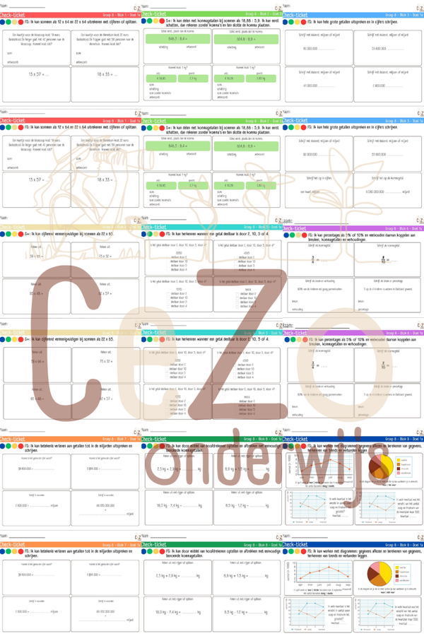 Bundel Check-tickets - Groep 8 - WIG5 - Blok 1 t/m 9