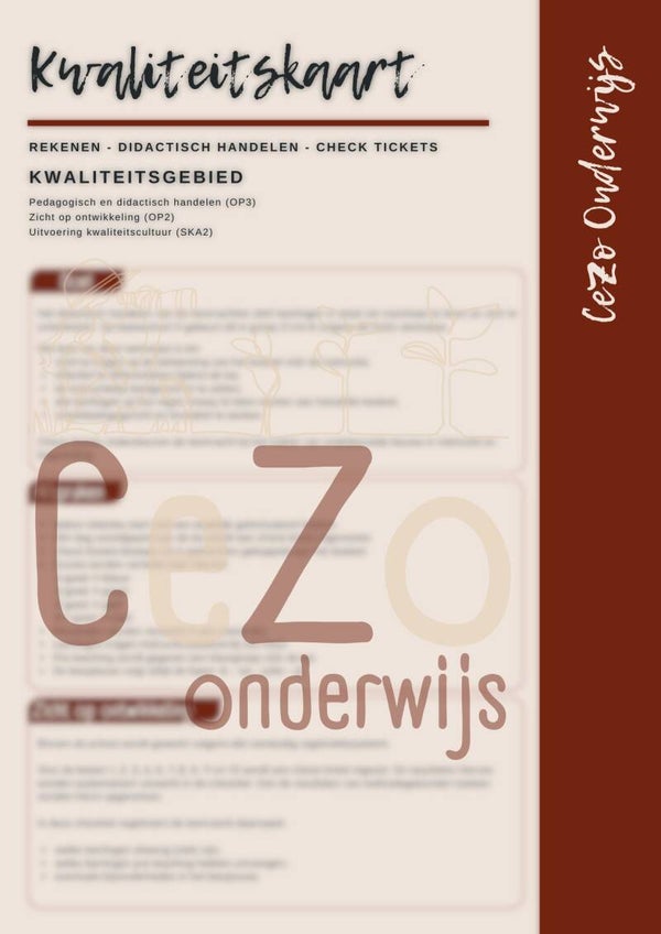 Kwaliteitskaart Check-tickets Rekenen