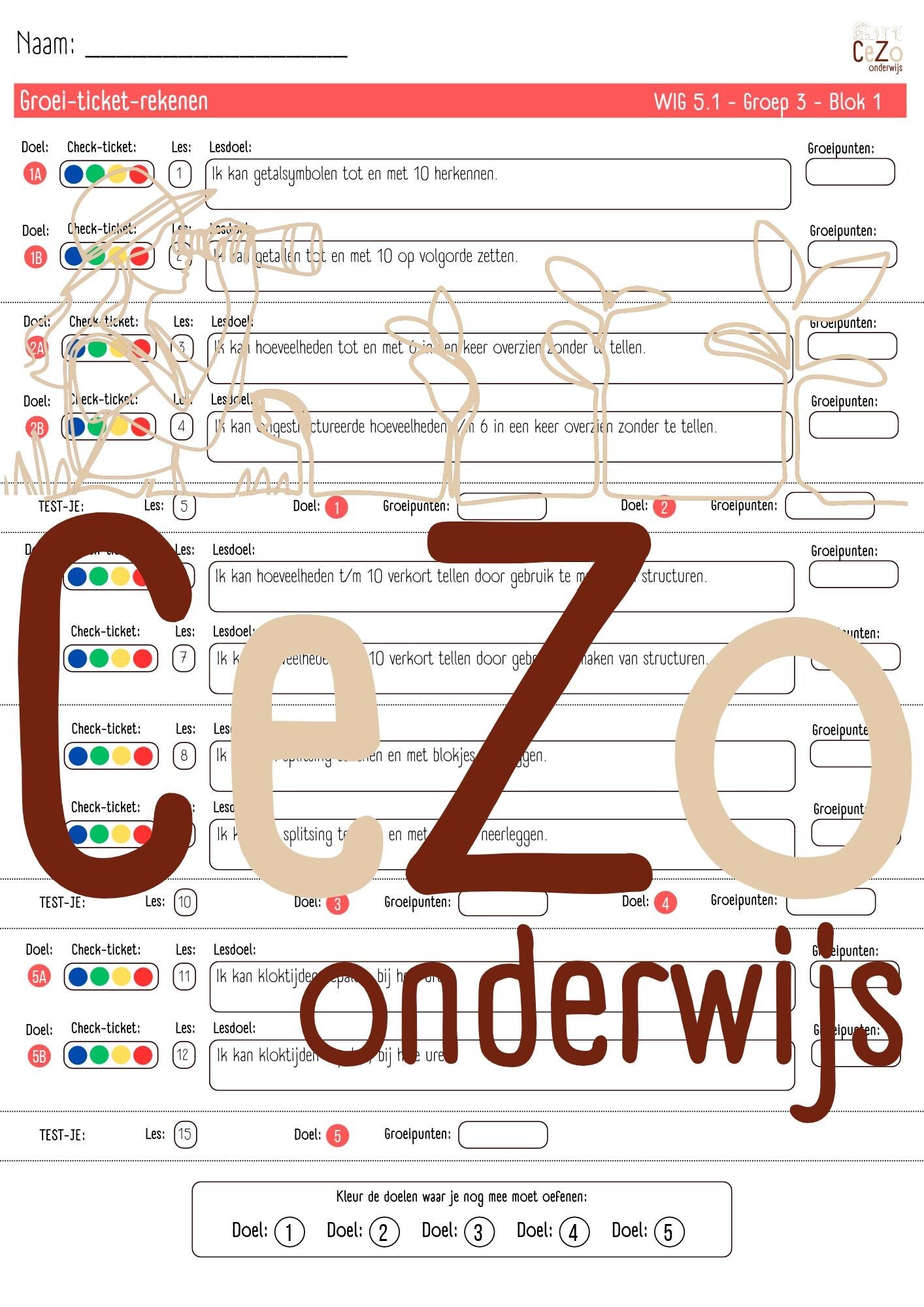 Groei-ticket - Groep 3 - WIG - Blok 1 t/m 9 - 5.1